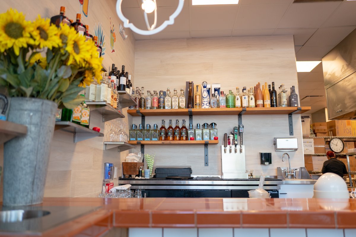 Bottles are visible in the tequila bar are at C Casa restaurant in San Ramon, California, August 21, 2021. Photo courtesy Sftm.